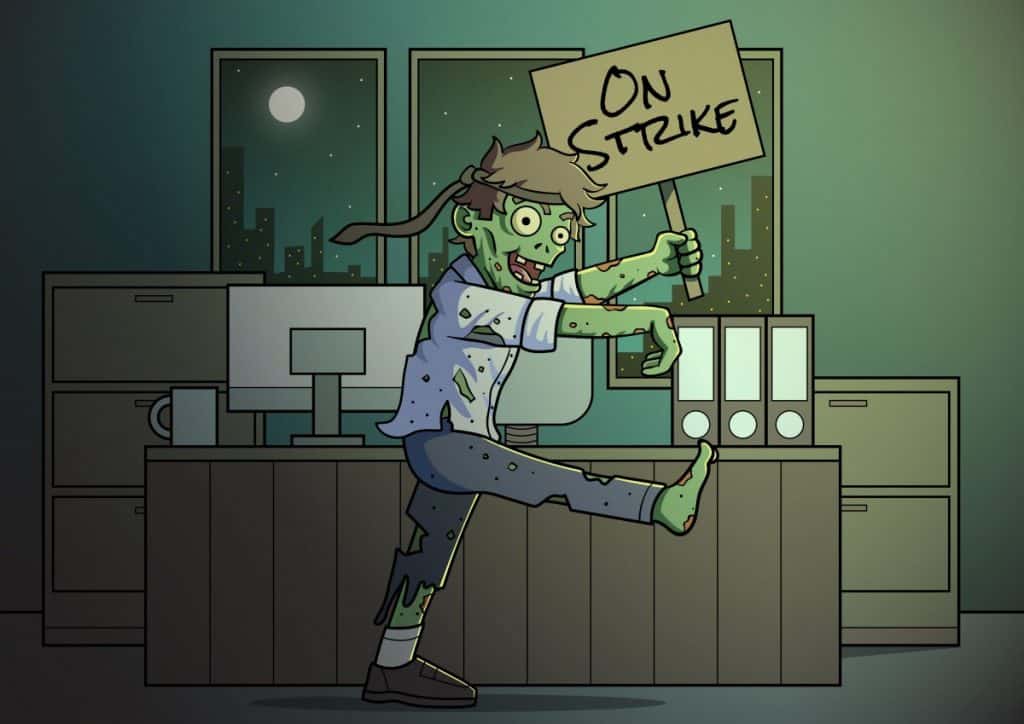 zombies on strike at night