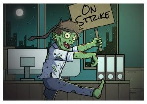 zombie on strike closeup